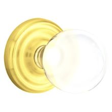 Bristol Crystal Privacy Door Knob Set with Brass Rosette