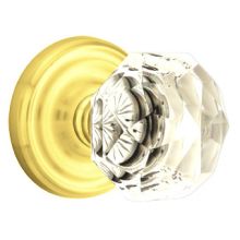 Diamond Crystal Privacy Knobset with Brass Rosette