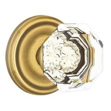 Old Town Clear Crystal Privacy Door Knob Set with Brass Rosette