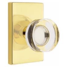 Modern Disc Privacy Door Knob Set with Rectangular Rose from the Brass Modern Collection