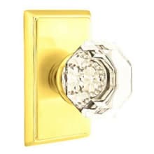 Old Town Privacy Door Knob Set with Rectangular Rose from the Brass Crystal Collection