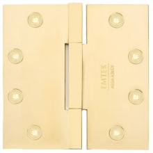 4.5" x 4.5" Solid Brass Heavy Duty Square Corner Plain Bearing Door Hinge - Pair