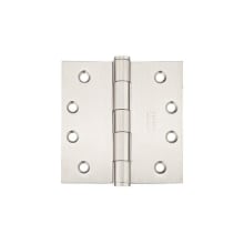 4" x 4" Stainless Steel Residential Square Corner Plain Bearing Door Hinge - Pair