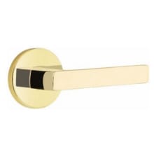 Dumont Passage Door Lever Set with Disk Rose and CF Mechanism from the Brass Modern Collection