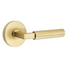 Hercules Passage Door Lever Set with Disk Rose and CF Mechanism from the Brass Modern Collection