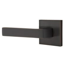 Dumont Passage Door Lever Set with Square Rose and CF Mechanism from the Brass Modern Collection