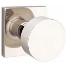 Round Passage Door Knob Set with Square Rose and CF Mechanism from the Brass Modern Collection