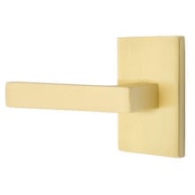 Dumont Passage Door Lever Set with Modern Rectangular Rose and CF Mechanism from the Brass Modern Collection