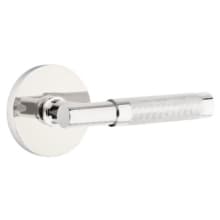 Knurled T-Bar Privacy Door Lever Set with Disk Rose and CF Mechanism from the SELECT Brass Collection