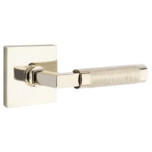 Knurled L-Square Privacy Door Lever Set with Square Rose and CF Mechanism from the SELECT Brass Collection