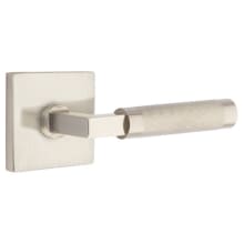 Knurled L-Square Privacy Door Lever Set with Square Rose and CF Mechanism from the SELECT Brass Collection