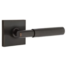 Knurled T-Bar Privacy Door Lever Set with Square Rose and CF Mechanism from the SELECT Brass Collection