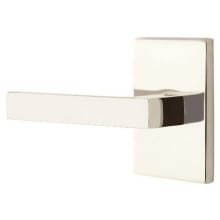 Dumont Privacy Door Lever Set with Modern Rectangular Rose and CF Mechanism from the Brass Modern Collection