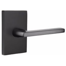 Helios Privacy Door Lever Set with Modern Rectangular Rose and CF Mechanism from the Brass Modern Collection