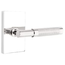 Knurled T-Bar Privacy Door Lever Set with Modern Rectangular Rose and CF Mechanism from the SELECT Brass Collection