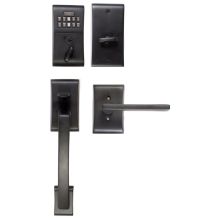 Dummy Keypad Handleset with Apollo Exterior Grip and Interior Dummy Lever from the Brass Modern Collection
