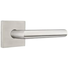 Stuttgart Left Handed Passage Door Lever Set with Square Rose from the Stainless Steel Collection
