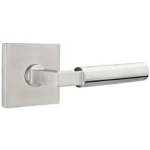 Hercules Left Handed Privacy Door Lever Set with Square Rose from the Stainless Steel Collection
