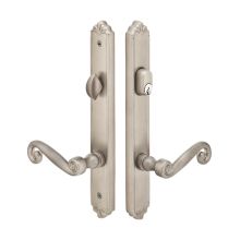 Designer Brass Door Configuration 3 Keyed Entry Multi Point Narrow Trim Lever Set with American Cylinder Above Handle