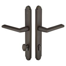 Sandcast Bronze Door Configuration 5 Keyed Entry Multi Point Narrow Arched Trim Lever Set with European Cylinder Below Handle