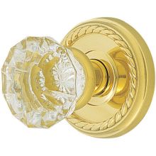 Astoria Clear Crystal Privacy Door Knobset with Brass Rosette and the CF Mechanism
