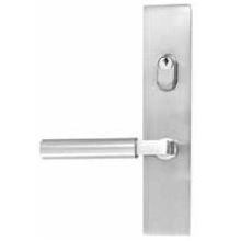Brass Modern Door Configuration 7 Keyed Entry Multi Point Trim Lever Set with American Cylinder Above Handle