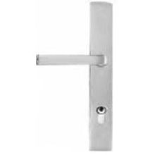 Brass Modern Door Configuration 6 Keyed Entry Multi Point Narrow Trim Lever Set with American Cylinder Below Handle