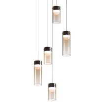 Highball 17" Wide LED Multi Light Pendant with Amber Shades