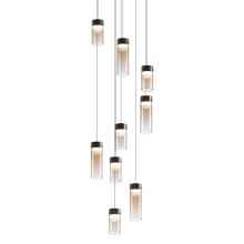 Highball 23" Wide LED Multi Light Pendant with Amber Shades