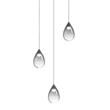 Dewdrop 15" Wide LED Multi Light Pendant with Smoke Shades