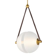 Dispatch 16" Wide LED Pendant with Leather Accents