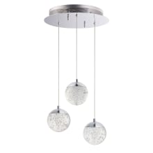 Orb II 12" Wide LED 3 Light Pendant with Crystal Bubble Glass Shades