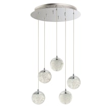 Orb II 16" Wide LED 5 Light Pendant with Crystal Bubble Glass Shades
