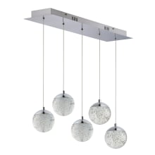 Orb II 34" Wide LED 5 Light Linear Pendant with Crystal Bubble Glass Shades