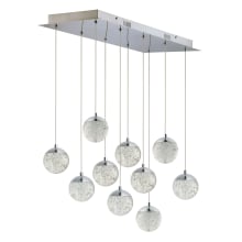Orb II 34" Wide LED 10 Light Linear Pendant with Crystal Bubble Glass Shades