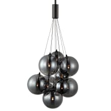 Burst 9 Light 20" Wide LED Chandelier with Smoked Glass Shades
