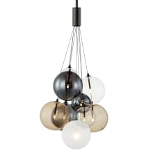 Burst 9 Light 20" Wide LED Chandelier with Amber, Black, Clear, and Frosted Glass Shades