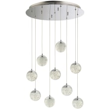 Orb II 22" Wide LED 9 Light Pendant with Crystal Bubble Glass Shades