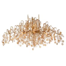 Campobasso 10 Light 45" Wide Linear Chandelier with Gold Metal Wire Frame and Glass Wafers