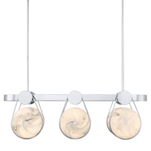 Disuco 35" Wide 3000K LED Linear Chandelier with Marble Glass Shades