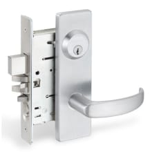 MA Series SFIC Office Button Lockout Keyed Entry Mortise Lock Set with Dane Lever and Gala Rose