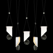 ARIA 10 Light 43" Wide Integrated LED Crystal Linear Pendant with Shades