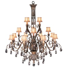 A Midsummer Night's Dream Sixteen-Light Three-Tier Chandelier with Delicate Lines and Crystal Accents