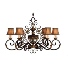 Castile Six-Light Single-Tier Chandelier with Hand-Sewn Silk Shades and Braided Shade Trim