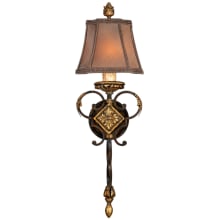 Castile Single-Light Wall Sconce with Hand-Sewn Silk Shade and Braided Shade Trim