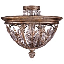 Winter Palace 18" Diameter Three-Light Semi-Flush Mount Ceiling Fixture with Palmette Clustered Icicle Crystals