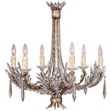 Winter Palace Six-Light Single-Tier Chandelier with Palmette Clustered Icicle Crystals