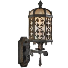 Costa del Sol Single-Light Outdoor Wall Sconce with Quatrefoil Details and Subtle Iridescent Textured Glass Shade