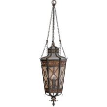 Chateau Outdoor Four-Light Outdoor Pendant with Gold Accents and Antiqued Glass