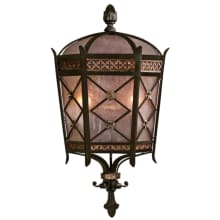 Chateau Outdoor Two-Light Outdoor Wall Sconce with Gold Accents and Antiqued Glass